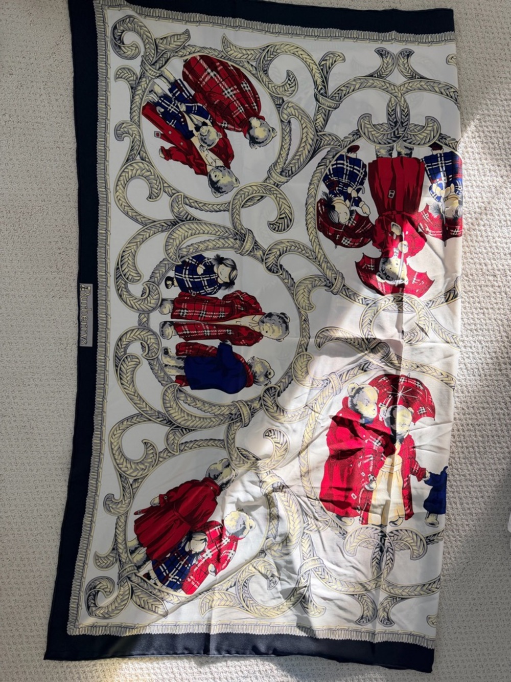 Silk Scarf with Red & Navy Mantle Figures